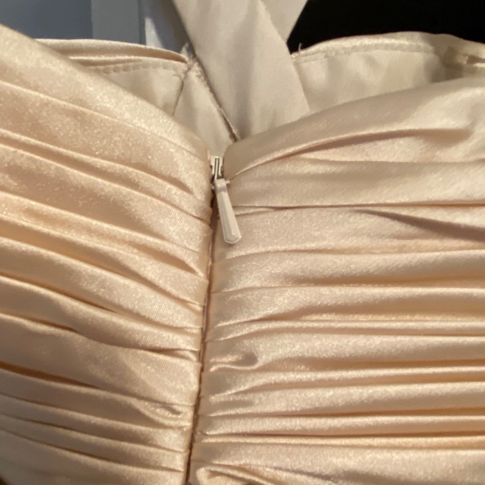 Champagne Ruched Rhinestone Bodice Dress - Picture 7 of 10